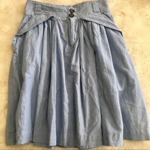 Denim A-Line Midi Skirt